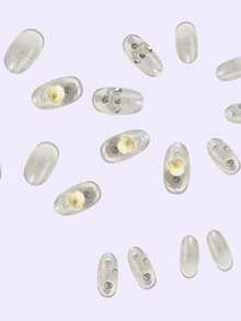 24 de unghii ovale, medii-lungi, autoadezive, cu sclipici transparent și design cu diamant camelia, include lipici jeleu și pilă de unghii. - alb - Vizualizare 4