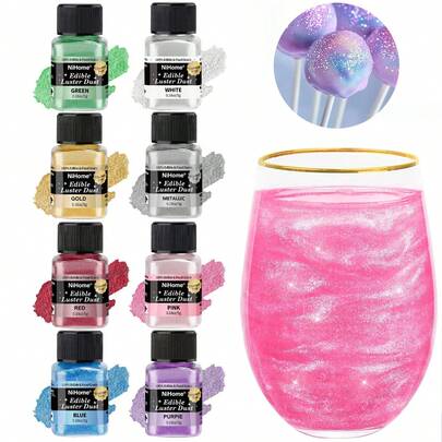 Edible Gold Dust Powder,For Mousse Cake Sof Candy Macaron Chocolate Baking Cake Decoration Tool For Bithday Or Wedding Pary DIY Pearl Powder, Cake Decoration Candle Glitter Powder,Liquid Silicone Mold Decoration Cake Decorating Cake Topper Cake Decorations Cake Decor Cake Decorating Tools