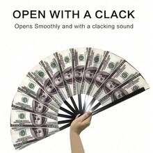 1pc Retro Dollar Pattern Foldable Handheld Fan, A Unique Party And Photography Prop, Perfect As A Gift For Christmas, Mother's Day, Father's Day And Birthdays - Multicolor - View 5