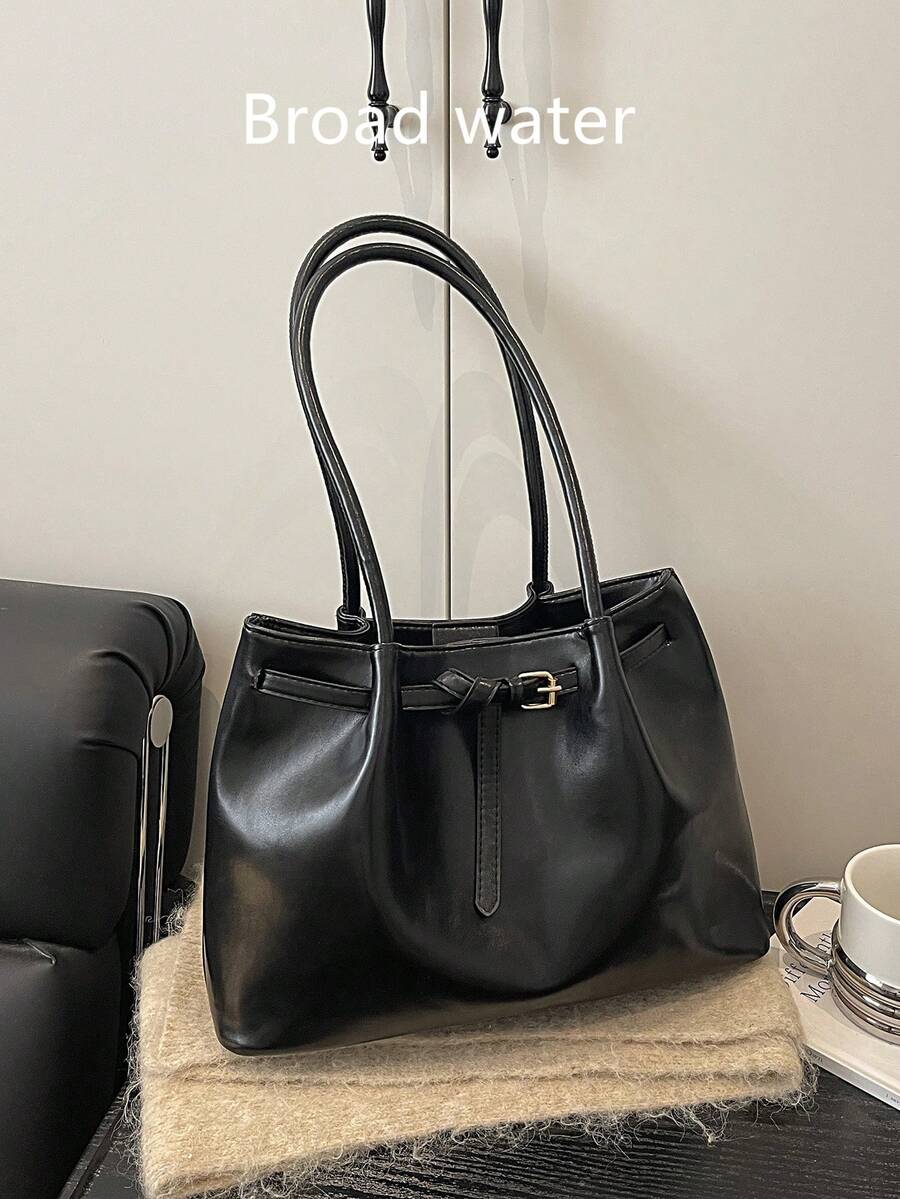 Retro Suede Large Capacity Casual Shoulder Tote Bag, Patchwork Color Block Handbag, Elegant Versatile Commuter Tote Bag For Women