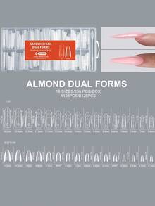256pcs Professional Sandwich Nail Art Mold Set, Almond & Round Nail Extension Molds, No Paper Needed, 16 Sizes, Plastic Material, Nail Salon Tool - Nhiều màu - Xem 10