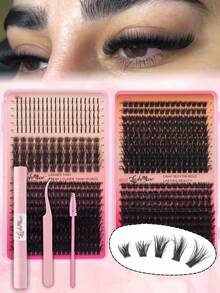 680PCS/1360PCS Spiked Faux Mink Individual Eyelashes, T50+80D+100D+120DD Mixed Styles, D/DD Curl 0.31–0.63inch Mixed Length, 0.07mm Ultra-Thin Dense Voluminous & Wispy Russian Volume Lashes, Natural Soft Reusable DIY Eyelash Extensions, With Lash Glue, Tweezers & Brush, Lash Clusters, Eyelash Clusters, Individual Eyelashes, Lashes, Fake Lashes, Suitable For Daily Makeup, Party, Cosplay, Stage, Wedding, Christmas, Halloween, New Year's, Valentine's Day, Beauty & Health, Festive Glam Beauty, Makeup Essentials - 黑色 - 查看 5