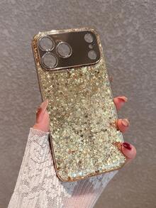亮片奢华金色闪光手机壳适用于 16 Pro Max/16 Pro/16/16 Plus/15/15 Pro Max/15 Pro/15 Plus/11/12/13/14 Pro Max/11 Pro/11 Pro Max/12 Pro/12 Pro Max/13 Pro/13 Pro Max/14 Pro/14 Pro Max，全覆盖防摔，简约创意心形设计，适合女性，防水防震防刮 - 金色 - 查看 11