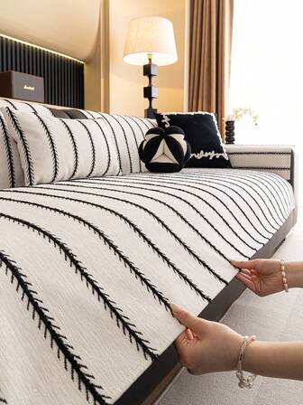 1pc Classic Style Sofa Cushion Cover, Pet-Friendly Anti-Scratch Sofa Protector, Machine Washable Home Decor Suitable For L-Shaped Sectional, Loveseat, And 3-Seater Sofa (Sold Separately), All Season