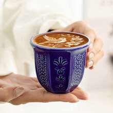 Taza de café/té de cerámica azul con relieve, ideal para leche, té y café, ideal para el hogar, la oficina y reuniones de Ramadán. También es adecuada para Ramadán y fiestas navideñas. - Multicolor - Ver 9