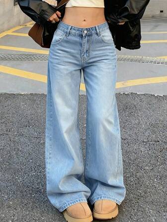 Jeans rectos holgados de estilo vintage para mujer