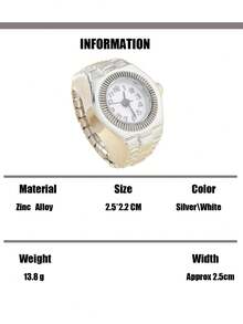 1件小众朋克风时尚创意手表戒指，弹性材质，适合手指佩戴，多种颜色可选（金色、白色、粉色、紫色、蓝色、红色、黄色） - 銀色 - 查看 17