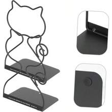 Set Of 2 Reinforced Bookends From Korea – Minimalist, Creative Bookends For Desks, School Bags & Studies - 黑色 - 查看 2