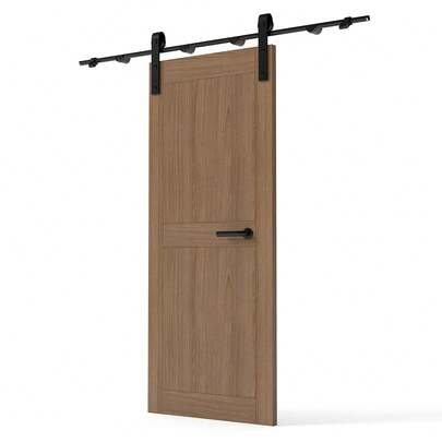 6.6FT Sliding Barn Door Hardware Kit Smoothly And Quietly Sliding Barn Door Track With Floor Guide For Home Black