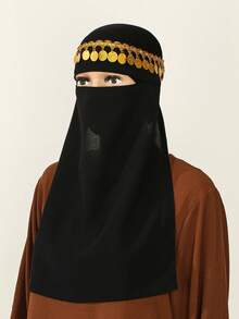 1pc Women's Solid Color Adjustable Tie Veil, Elastic Width Face Mask, Muslim Conservative Face Covering Hijab, Niqab, Burqa, Headscarf, Suitable For Khimar And Robe For Dress - Multicolor - View 11