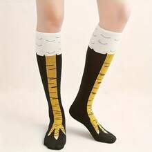 [3 Pairs]Cozy Fun Long Chicken Socks - Wacky & Warm Novelty Animal Claw Toe Socks For Adults, Perfect For Valentine's Day Gifts, Funky Costume Party & Lazy Days - Black and Yellow - View 11