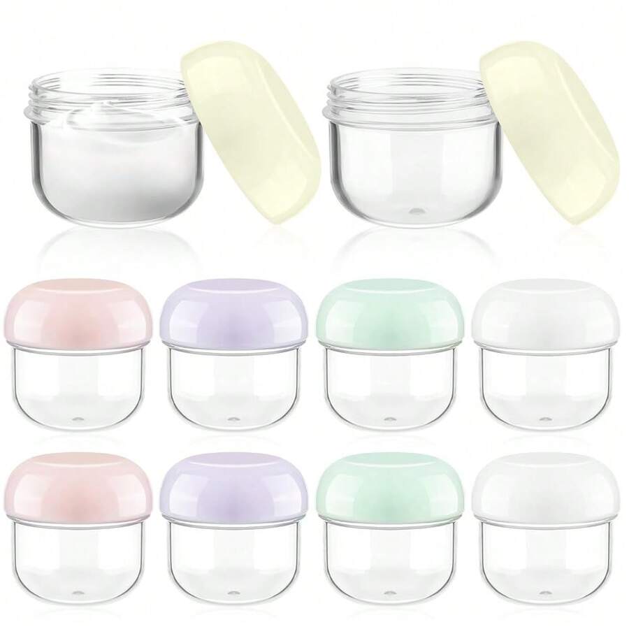 RONRONS 10 Pieces 20ml Travel Jars For Creams Leak Proof Mini Travel Containers With Lids Small Jar For Lip Balm Toiletries Cosmetic Makeup Bottles With Labels Plastic - 20ml - Xem 1
