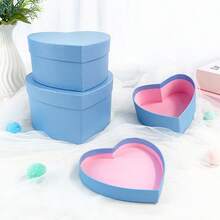 3件套心形礼盒，纸质可堆叠DIY，卧室/客厅装饰收纳，多种容量可选，可收纳各种物品，适用于圣诞节、新年、情人节、生日、婚礼、日常使用。 - 彩色 - 查看 7