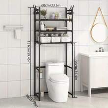 Black 4-Tier Over-The-Toilet Storage Shelf – Bathroom Organizing Rack For Small Spaces - 黑色 - 查看 2