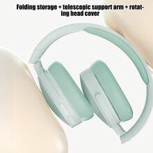 Over-Ear Wireless Bluetooth Headphones With ANC & HiFi Sound, 20-Hour Playtime Foldable Travel Headphones With Zero Pressure Memory Cotton Ear Cups & Bluetooth 5.1 | Studio-Grade, All-Day Wear, Travel Essential - 綠色 - 查看 7