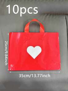 10pcs Valentine's Day Red Heart Shaped Gift Bags, Tote Bags, Shopping Bags, Foldable Reusable Portable Handbags, Gift Packaging Bags For Lovers, Suitable For Valentine's Day, Parties, Weddings, Birthdays, Mother's Day And Other Occasions - Multicolor - View 9