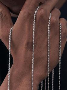 1pc Cool Men's Rope Necklace Stainless Steel Twist Necklace, Twisted Rope Chain Never Fade. Hip Hop Style Men Women Jewelry - Twist Chain - View 4