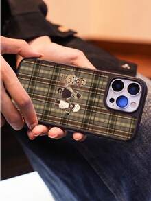 1pc Plaid Bear Decor 2-In-1 Shockproof Hard & Soft Protective Phone Case, Compatible With Apple 17/16/15/14/13/12/11 Series, Unisex Gift - Multicolor - View 5