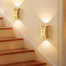 LED人体感应夜灯，LED感应壁灯，可充电壁灯 - USB充电，1200mAh，适用于办公室/卧室走廊/橱柜下方/楼梯，圣诞节/万圣节装饰，房间装饰，卧室装饰