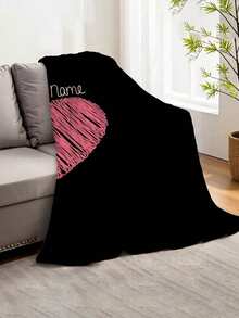 1 Paar minimalistisches Design - linkes und rechtes Herz-Muster Flanelldecke, individualisierbar mit Ihrem Namen, einzigartiges und interessantes modernes Design, ideales Valentinstags-Geschenk für Freunde und Liebende - weich, leicht und warm, geeignet für alle Jahreszeiten - kann auf Bett, Sofa, im Büro, beim Outdoor-Camping und Reisen verwendet werden - Mehrzweckdecke, Wohndecke, Dekodecke, in männlicher und weiblicher Version erhältlich