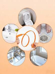 5/3件套排水管堵塞清除钩，排水管清洁工具和毛发清除钩。可重复使用的排水管疏通器，适用于厨房、淋浴房和排水管道。多功能堵塞清除工具，长约20英寸（约51厘米），适用于浴缸、淋浴房和厨房水槽。 - 彩色 - 查看 8