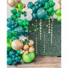 146pcs St. Patrick's Day Balloon Arch Kit - Mixed Color Latex And Foil Oval Balloons With Clover Pattern - Indoor Outdoor Party Decor - Multicolor - View 7
