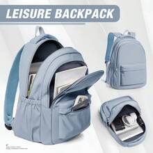 Mochila ligera de ocio negra para mujer, mochila para portátil de gran capacidad, mochila escolar, mochila impermeable de nailon casual con organizador de múltiples bolsillos para viajes, ir al trabajo, escuela y uso diario - Multicolor - Ver 11