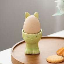 Easter Bunny Ceramic Egg Cups Creative Spring Figurines Table Centerpiece For Breakfast Party Dining Time - 淺綠色 - 查看 1