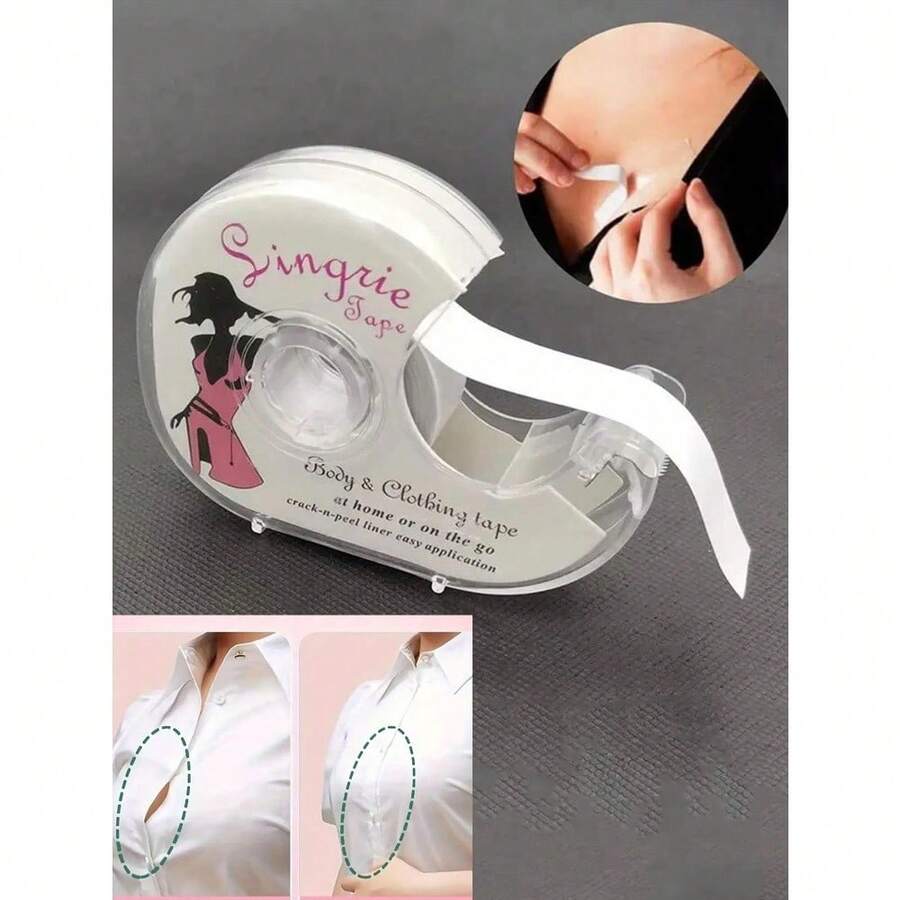 Elastane Double-Sided Secret Body And Clothing Tape, 5M Roll, Non-Textile, Clear Self-Adhesive Bra Accessory For All Skin Tones, Solid Color - 1 Roll - Multicolor - View 1