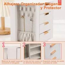 Joyero Organizador Giratorio de 360°, Caja Joyero para Mujer con 4 Cajones, Almacenamiento Vertical, Alajeros Joyeria Mujer Grande para Aretes, Collares, Pulseras Anillos y Todo Tipo de Joyas(default) - Multicolor - Ver 5