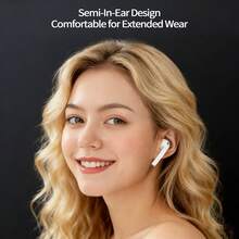 Newmine T2S蓝牙耳机，超长续航，低延迟音效，蓝牙5.3，流畅触控，复合钛振膜动圈单元，兼容iOS/安卓系统，Lightning接口，运动游戏音乐耳机，白色 - 白色 - 查看 5