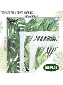 20/100 khăn giấy ăn dùng một lần họa tiết lá cọ nhiệt đới, thích hợp cho phòng tắm, phòng trang điểm, đám cưới, lễ hội, tiệc sinh nhật, tiệc theo chủ đề Hawaii, kích thước: 6,5 inch, trang trí phòng, lễ hội, tiệc tùng. - màu xanh lá - Xem 8