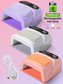 LIMEGIRL 2000mAh 手枕式 UV/LED 美甲灯，可充电快速固化 U 型凝胶美甲烘干机，新手友好型大容量美甲灯，适用于家庭和美甲沙龙，新年和生日礼物，橙色、白色、紫色 - 彩色 - 查看 2