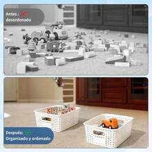 SUIOO 8 Cajas de Almacenamiento de Plástico con Tapa Contenedores Apilables y Resistentes 26.3x18.5x10.3 cm para Organizar Armario Dormitorio Baño Cocina Sala y Oficina Blanco - blanco - Ver 6