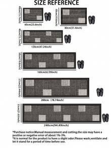 1 Stück Silica Gel Küchenfußmatte, schwarz-weiß strukturiertes geometrisches Blockdesign, dunkelgrauer/schwarzer Untergrund mit feiner Textur, asymmetrisch verteilte hellweiße strukturierte Blöcke, präsentiert einen einfachen industriellen/modernen minimalistischen Stil - Verschiedenfarbig - Übersicht 3