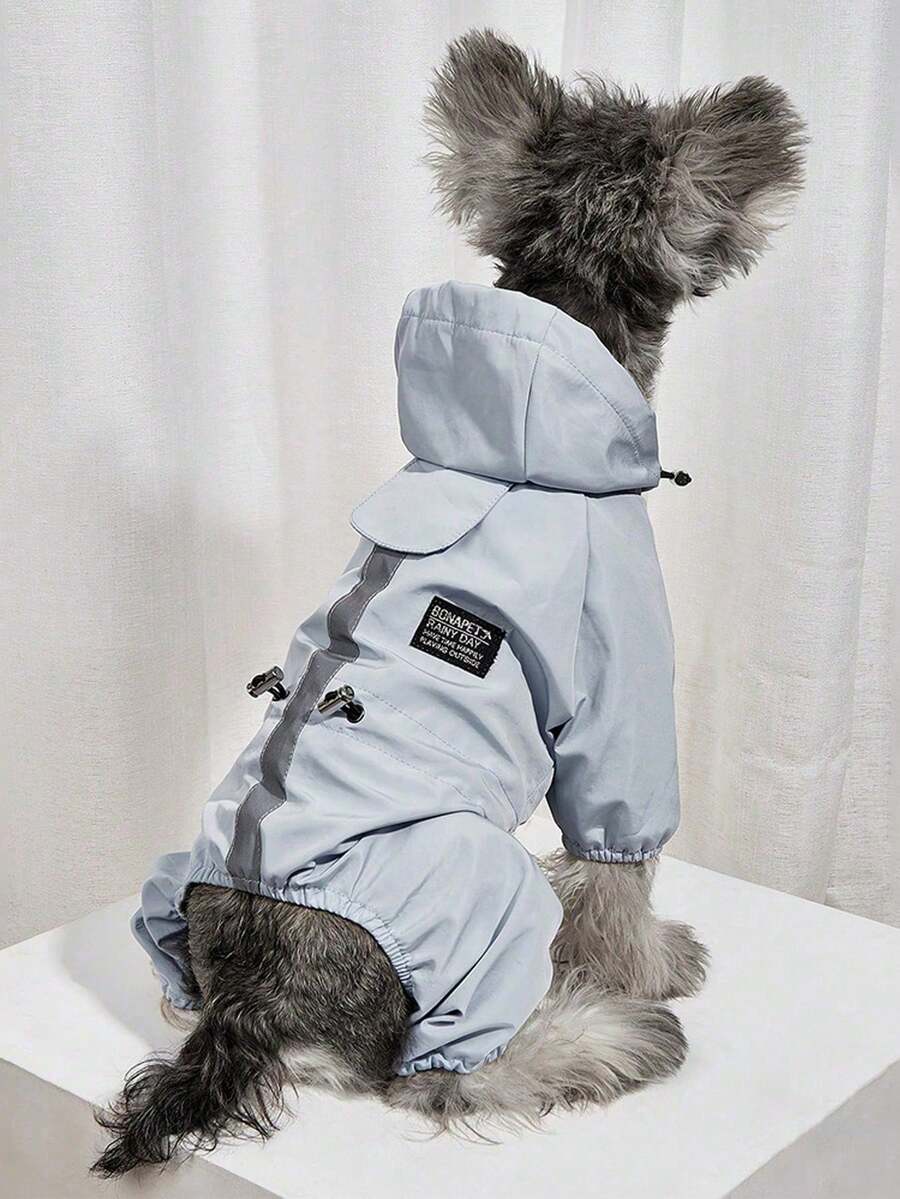 1pc Blue 4-Leg Reflective Waterproof Pet Raincoat, Suitable For Cats And Dogs, All Seasons - Baby Blue - View 1