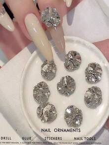 10 sztuk 3D migających kryształków K9 w kształcie kwadratu z kryształkami do paznokci, czarno-szampanowe, różowe, przezroczyste, czerwone, stopowe, 3D, układane kryształki do paznokci, luksusowe ozdoby do paznokci DIY