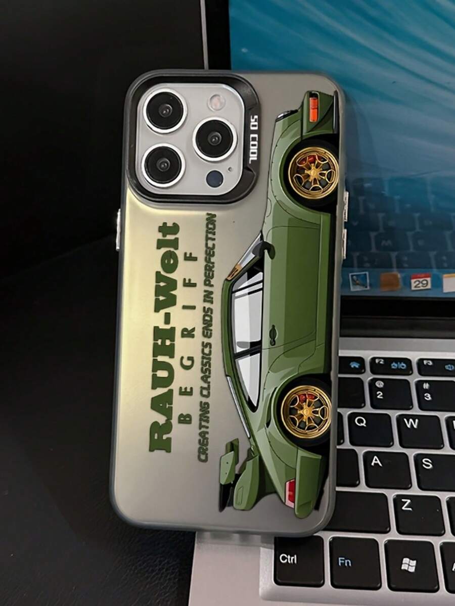 绿色炫酷跑车设计手机壳，兼容 17、16、15、14、13、12、11 Pro Max