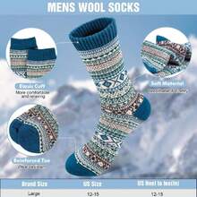 Calcetines para Hombre, MCSWKEY 5 Pares Calcetines Divertidos de Algodon para Hombre, Medias Térmicas de Lana de Calcetines Vintage Hombre,Transpirable, Regalos para Hombre,37080722 - Multicolor - Ver 2