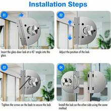 Ranbo 304 - Cerradura de  para puerta de vidrio acero inoxidable chapado en cromo 10 mm -12 mm 3 llaves Double Swing Glass Door Plateado - como en la foto - Ver 6