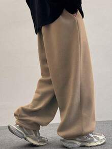 Men's Drawstring Waist Loose Casual Harem Pants, Street Style - Camel - View 3