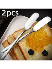 2pcs Stainless Steel Butter Knives, Cheese Spreaders, Jar Scrapers, Metal Jar Scrapers, Household Jar Scrapers, Butter Spreaders, Kitchen Butter Knives, Multi-Purpose Butter Knives, Kitchen Tools, Kitchen Accessories - Multicolor - View 8