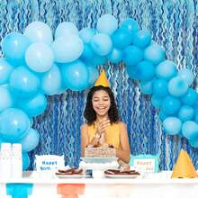 2 Packs Of Turquoise Blue Wavy Foil Fringe Curtain For Party Decor, Shiny Tinsel Backdrop For Photography, Suitable For Photo Studio Props, Beach Party, Theme Party, Underwater Celebration, Birthday And Wedding Decoration, Also Applicable For Christmas, Graduation And Anniversary - Multicolor - View 6