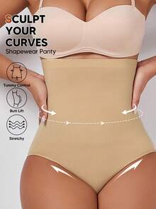 1pc Women's High Waist Seamless Thong Panty, Smoothing Shapewear