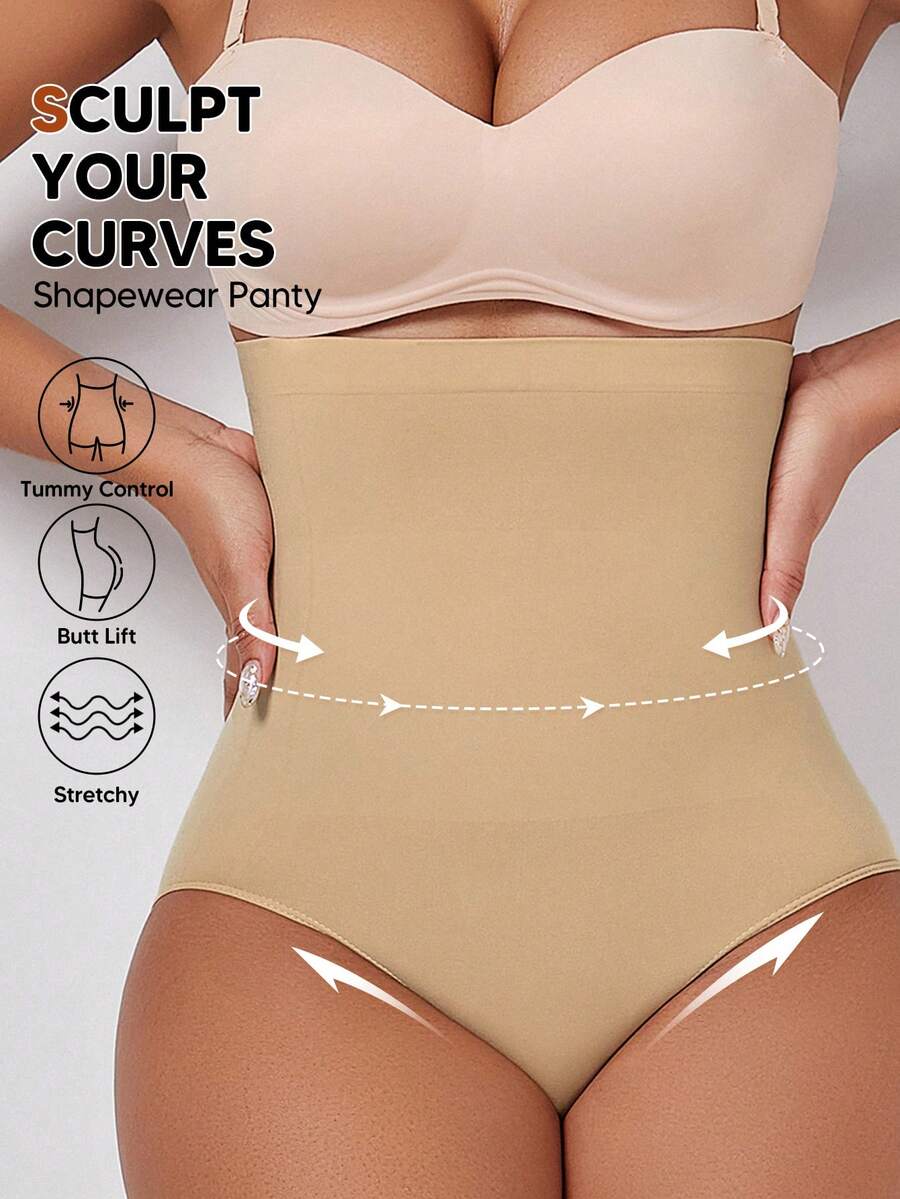 1pc Women's High Waist Seamless Thong Panty, Smoothing Shapewear