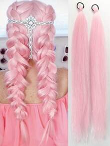 2pcs Ombre Braiding Hair Extensions, Colorful Braided Ponytail Extensions With Shiny Sequins, 26 Inch Extra Large Ponytail Extensions, Suitable For Girls - Multicolor - View 13