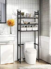 Black 4-Tier Over-The-Toilet Storage Shelf – Bathroom Organizing Rack For Small Spaces - 黑色 - 查看 1