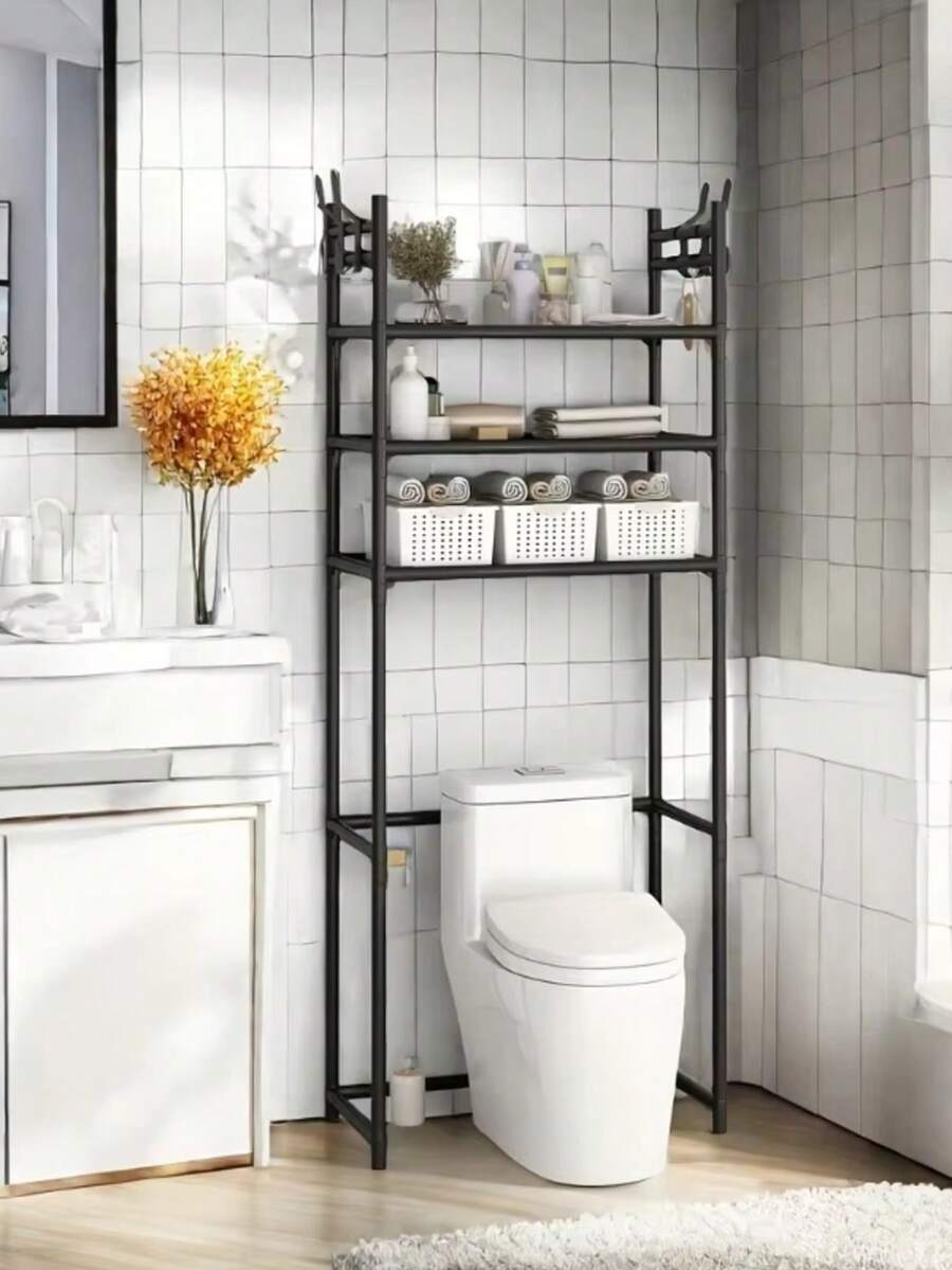 Black 4-Tier Over-The-Toilet Storage Shelf – Bathroom Organizing Rack For Small Spaces - 黑色 - 查看 1