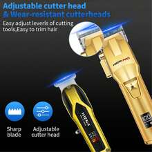 3 PiecesElectric Hair Trimmer Set Wireless Gold Hair Pusher + Nose Hair Trimmer With LED Display USB Fast Charging For Home Use/Gift