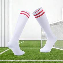 Conjunto com 3 pares de meias de futebol até o joelho, adequadas para adolescentes e adultos. Meias esportivas respiráveis e antiderrapantes, ideais para esportes de primavera e verão, corrida, ciclismo e caminhadas. Meias de futebol unissex até o joelho. - Multicolorido - Ver 12